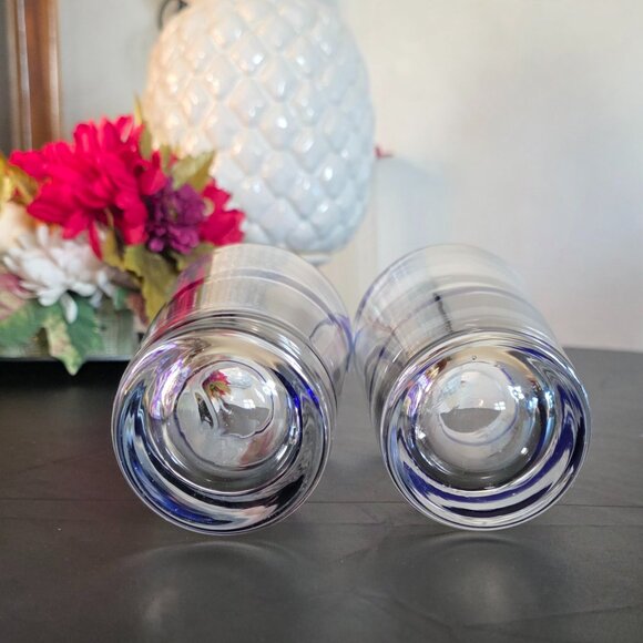 Set of 4 Vintage Pier 1 Cobalt Blue Swirline Pilsner Glasses  VINTAGE PIER ONE (QTY 2 ) Swirline Cobalt Blue Tumbler/Highball Glasses
